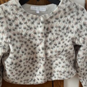 Catherine Malandrino Cream and Gray Faux Fur Jacket